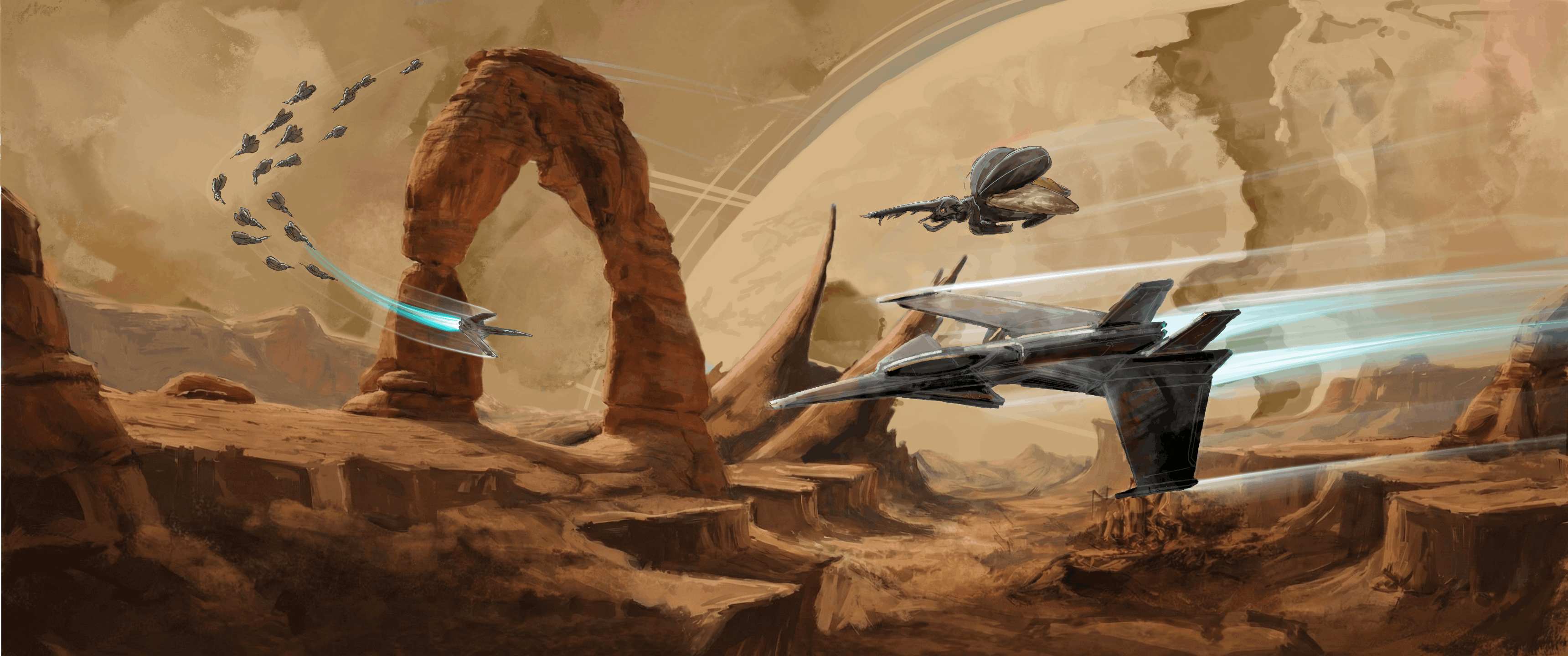 A.R.C.X Fighters - Desert Combat Scene